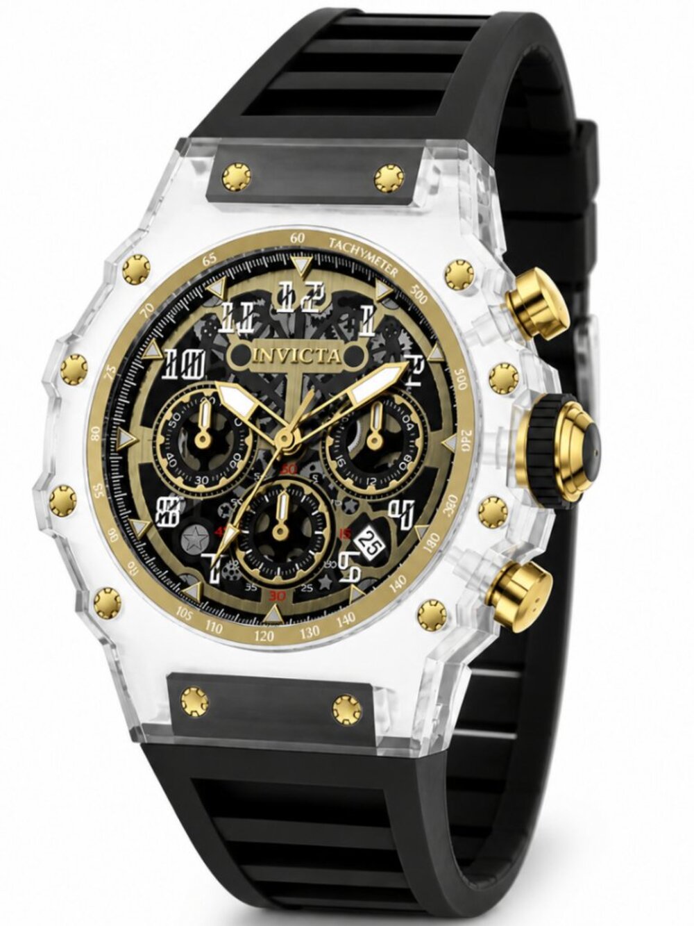 $279 Invicta Racing Vaulthan Men's Black Transparent 44mm Quartz Watch 69690 NIB